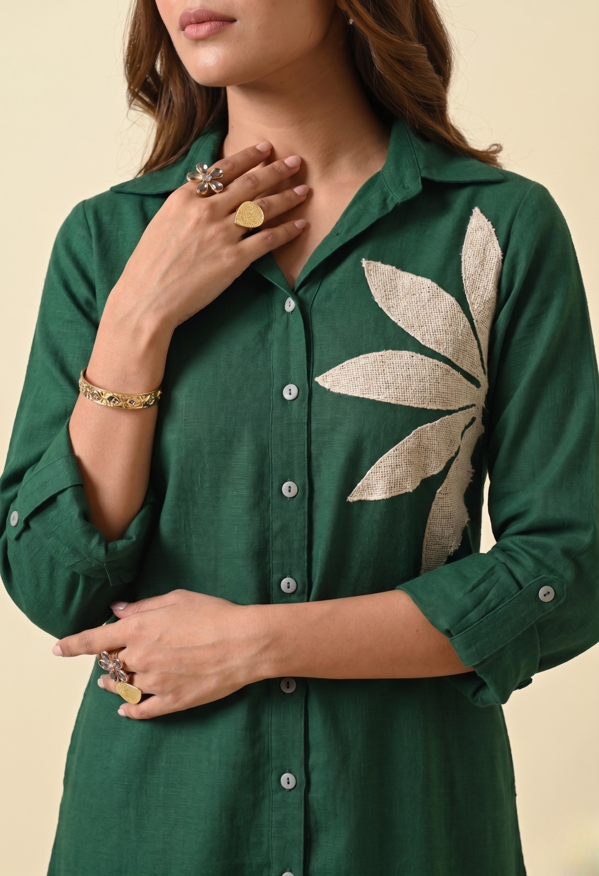 Emerald Patch Shirt Dress