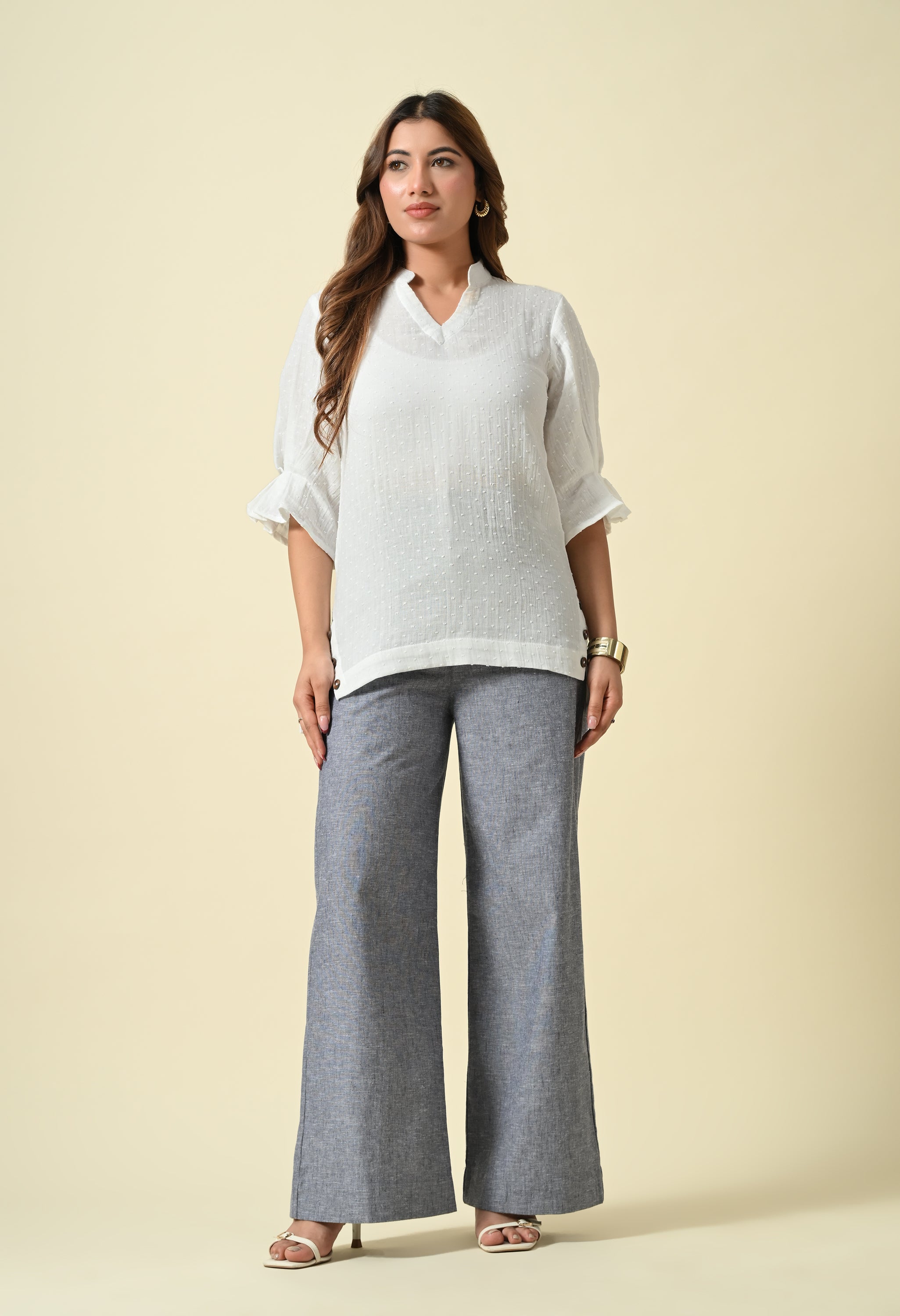Ivory Gauze Linen Top