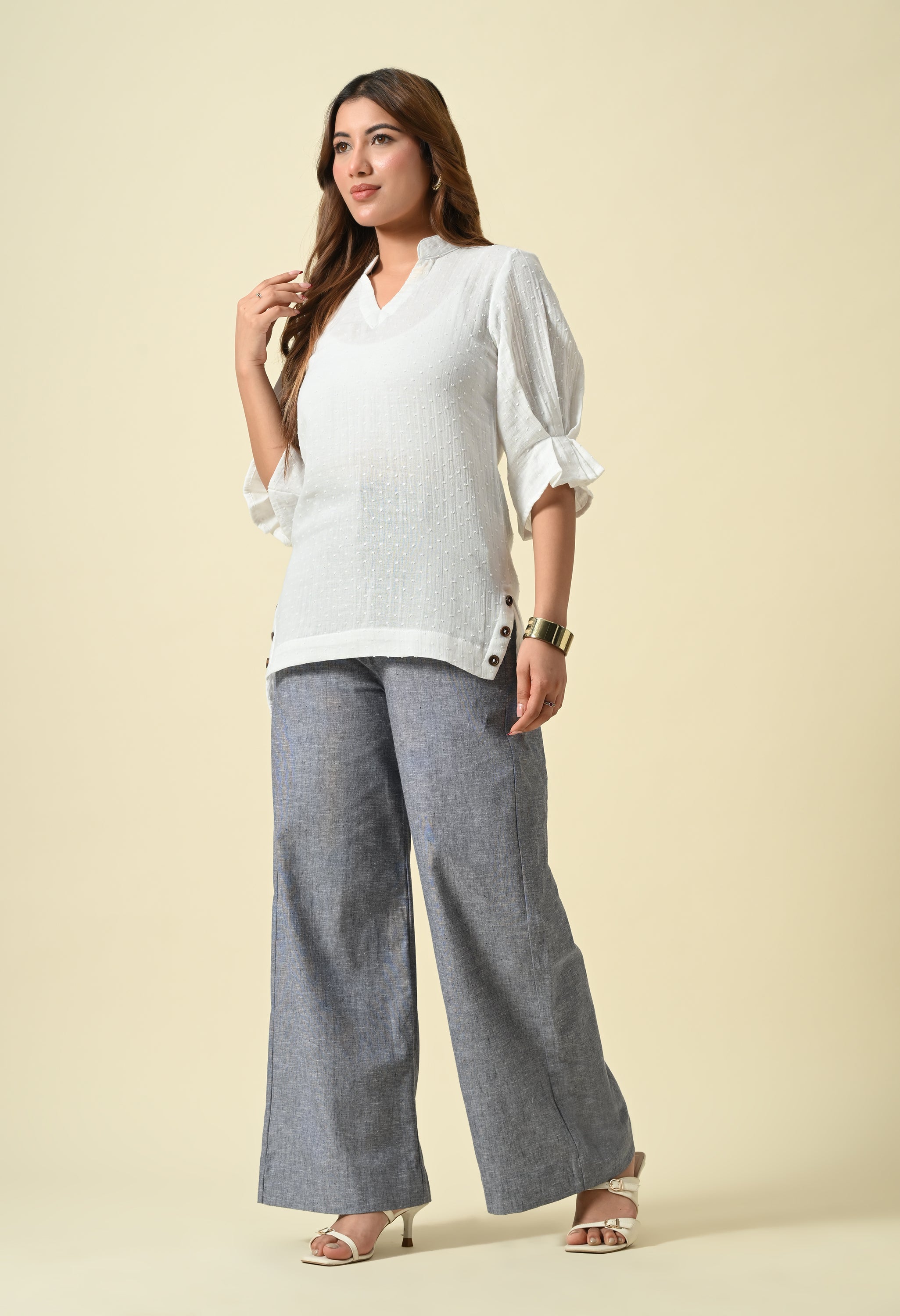 Ivory Gauze Linen Top