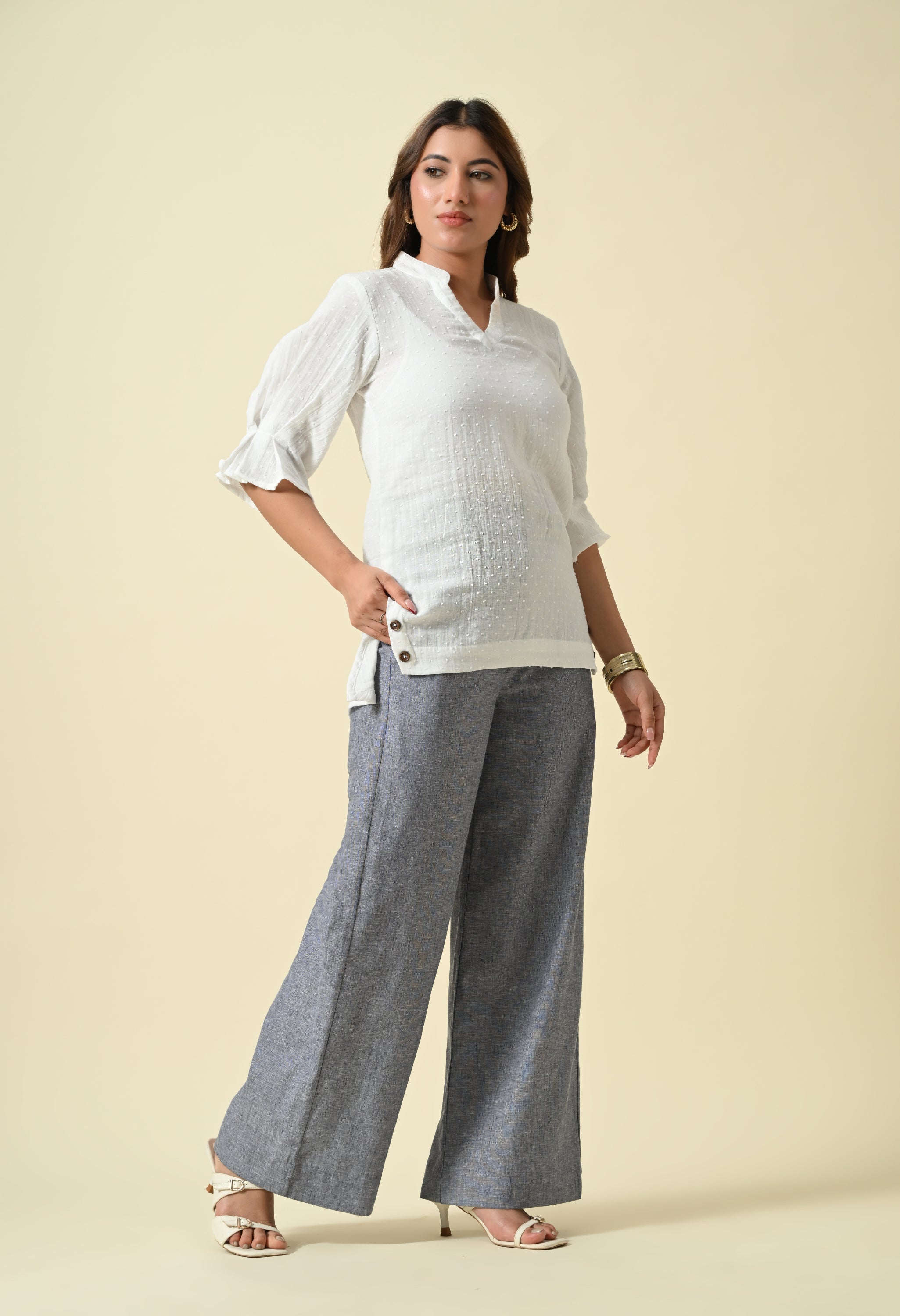 Ivory Gauze Linen Top