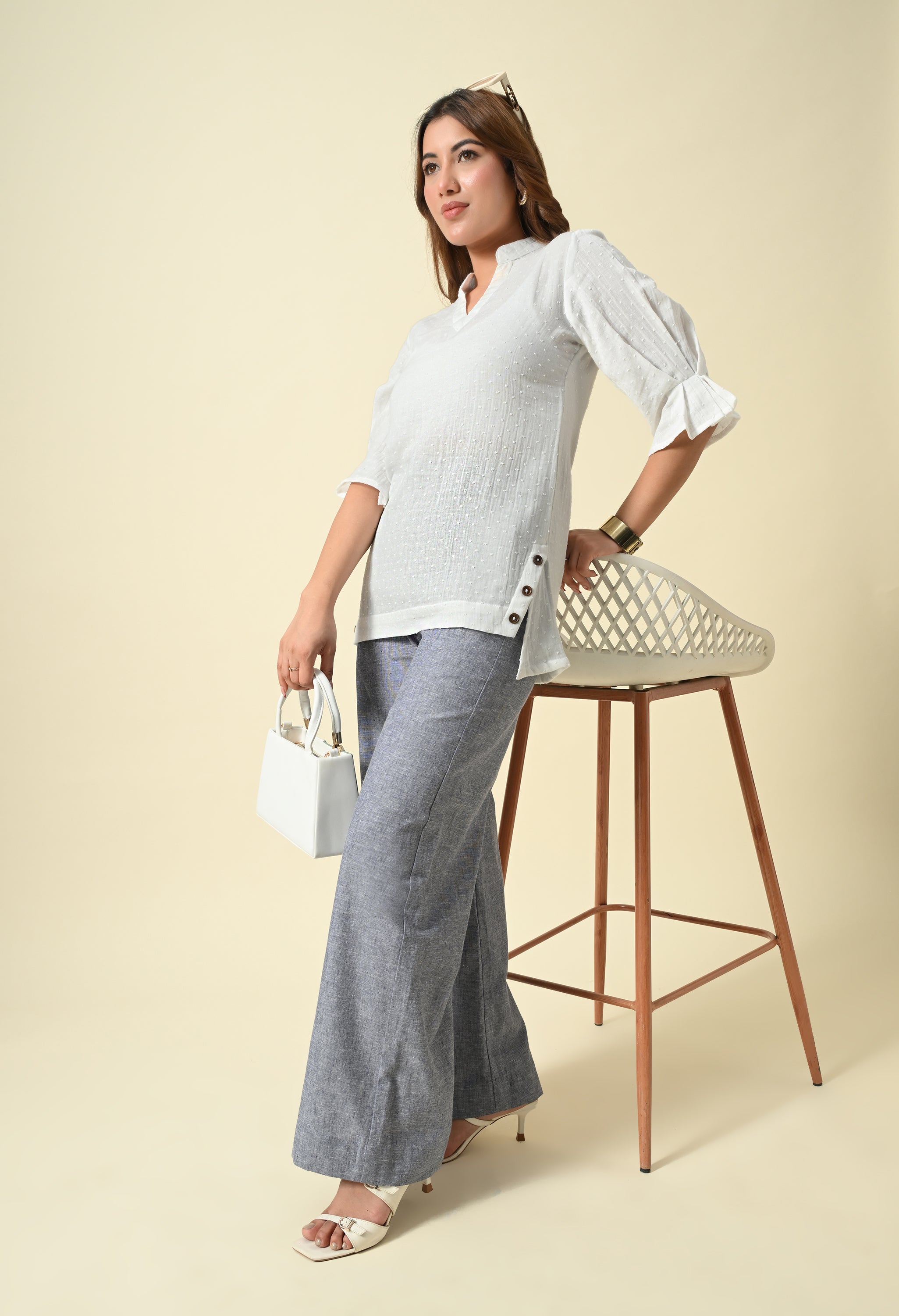 Ivory Gauze Linen Top