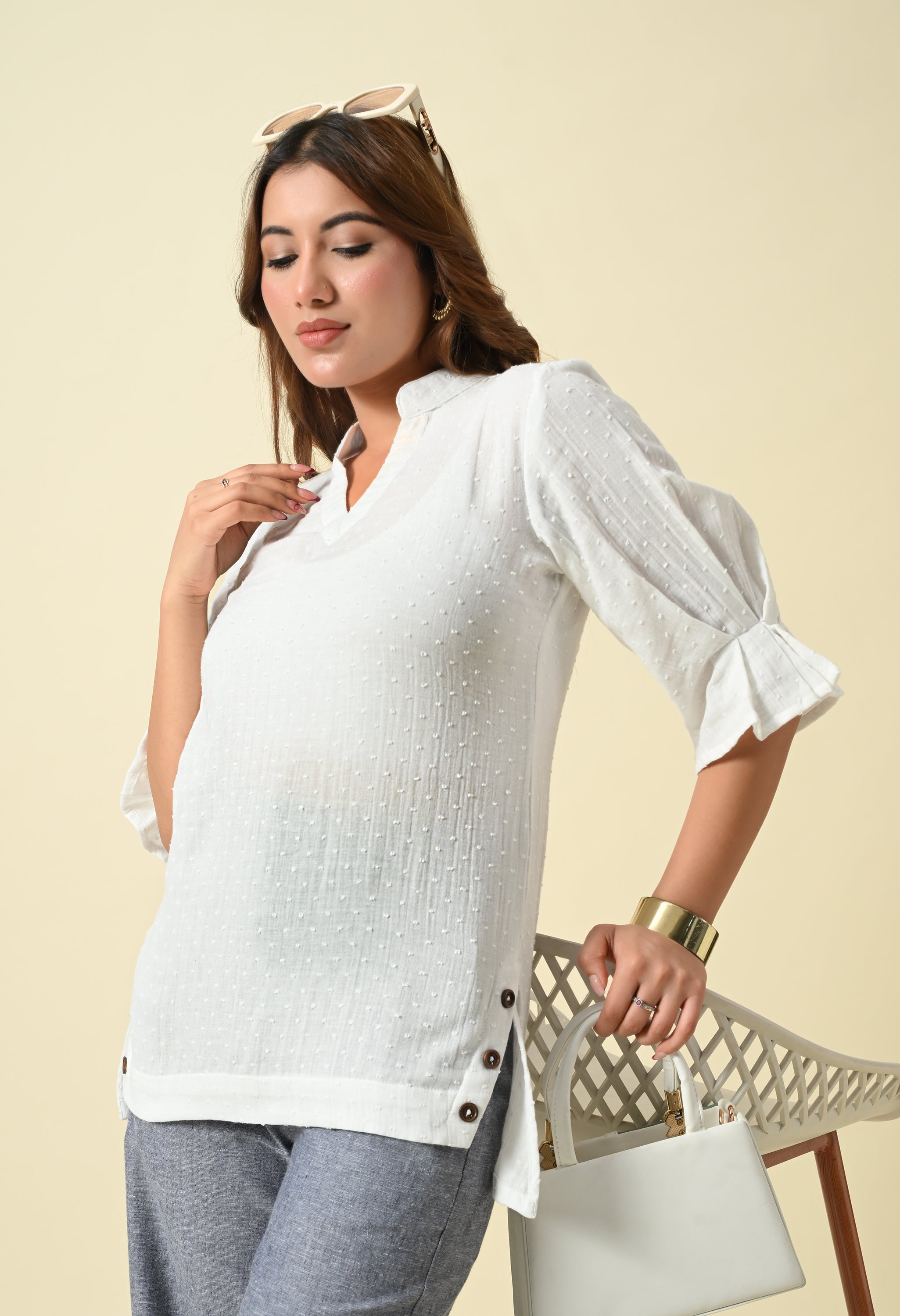 Ivory Gauze Linen Top