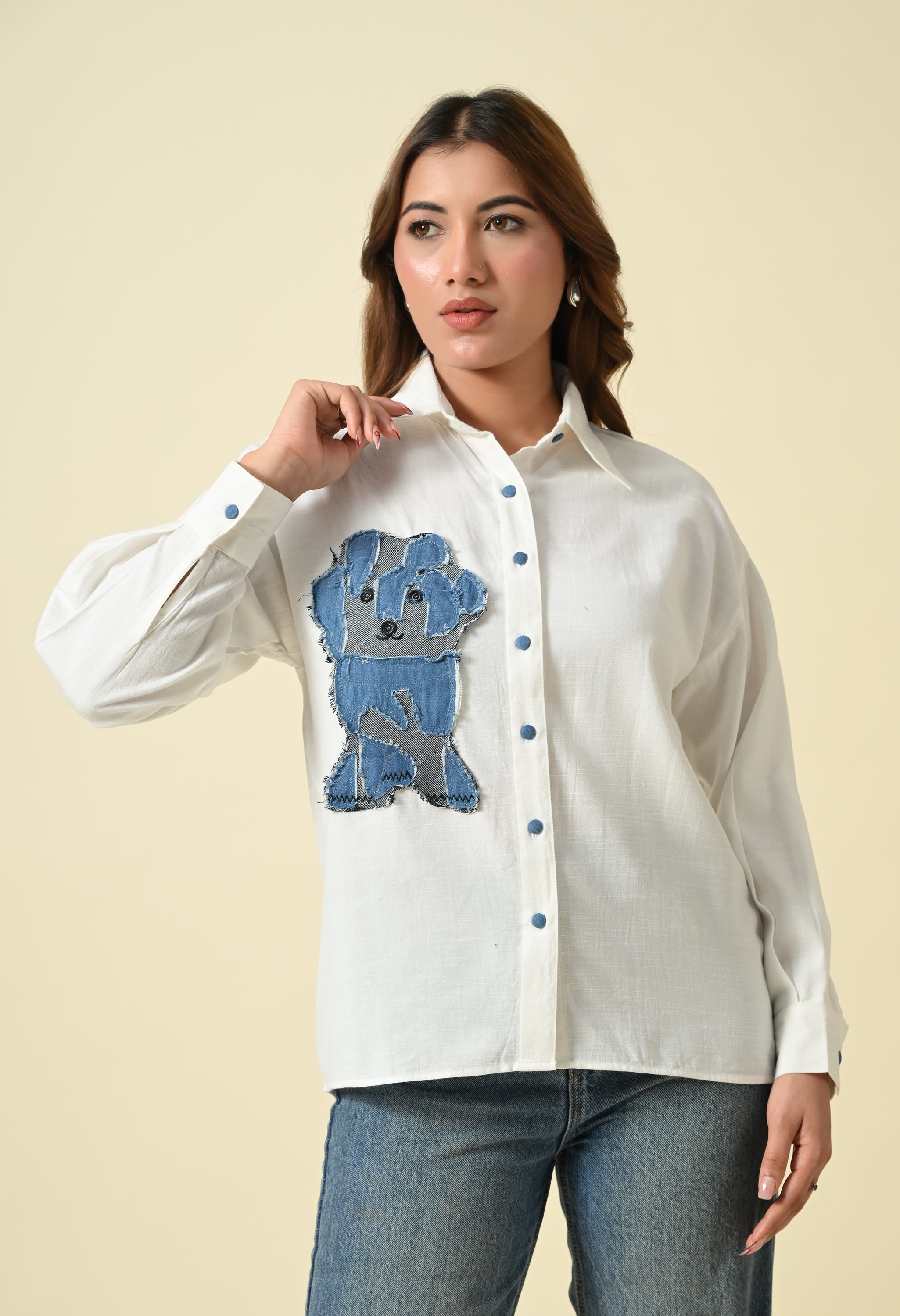 Denim Patch Puppy Shirt