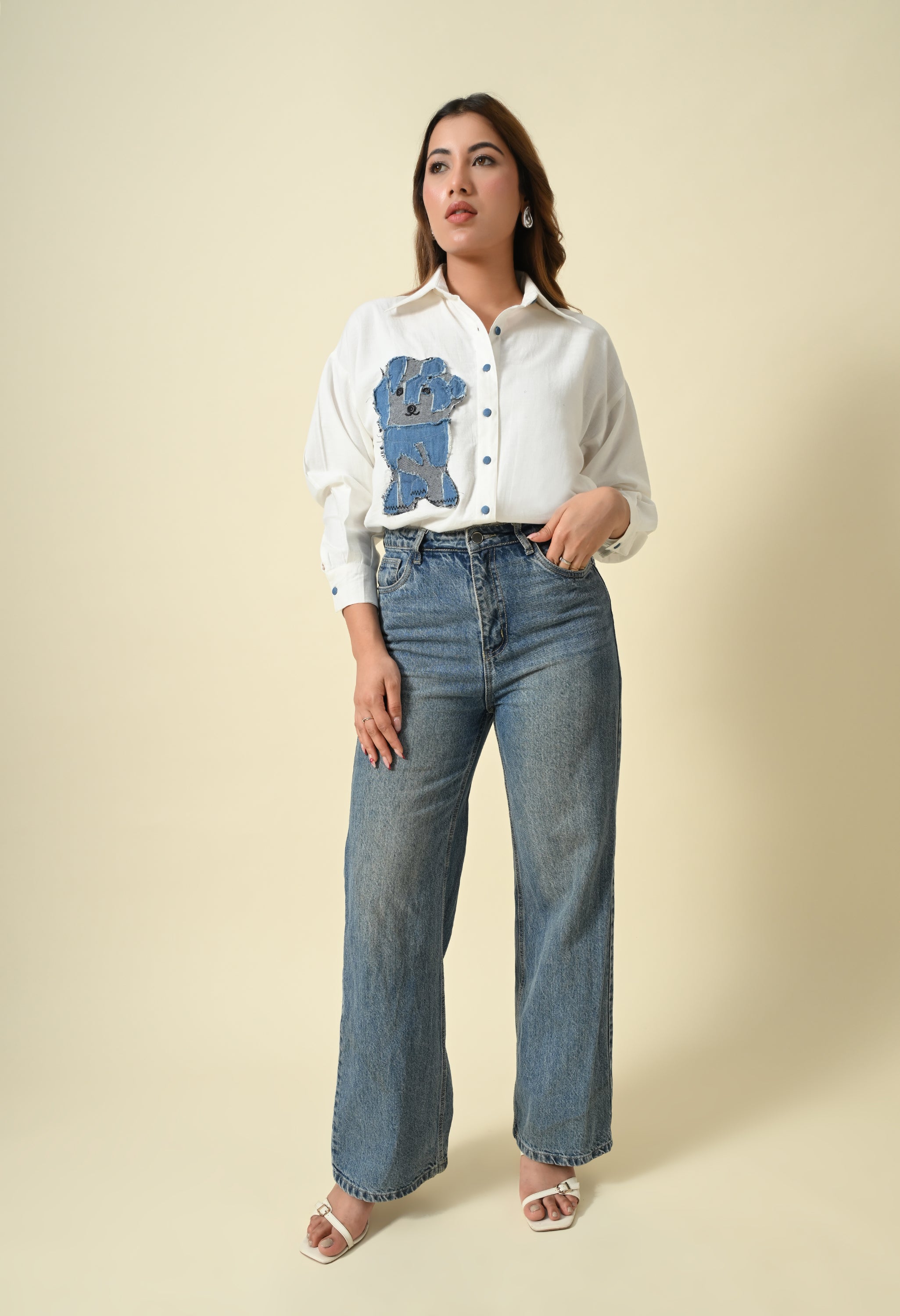 Denim Patch Puppy Shirt