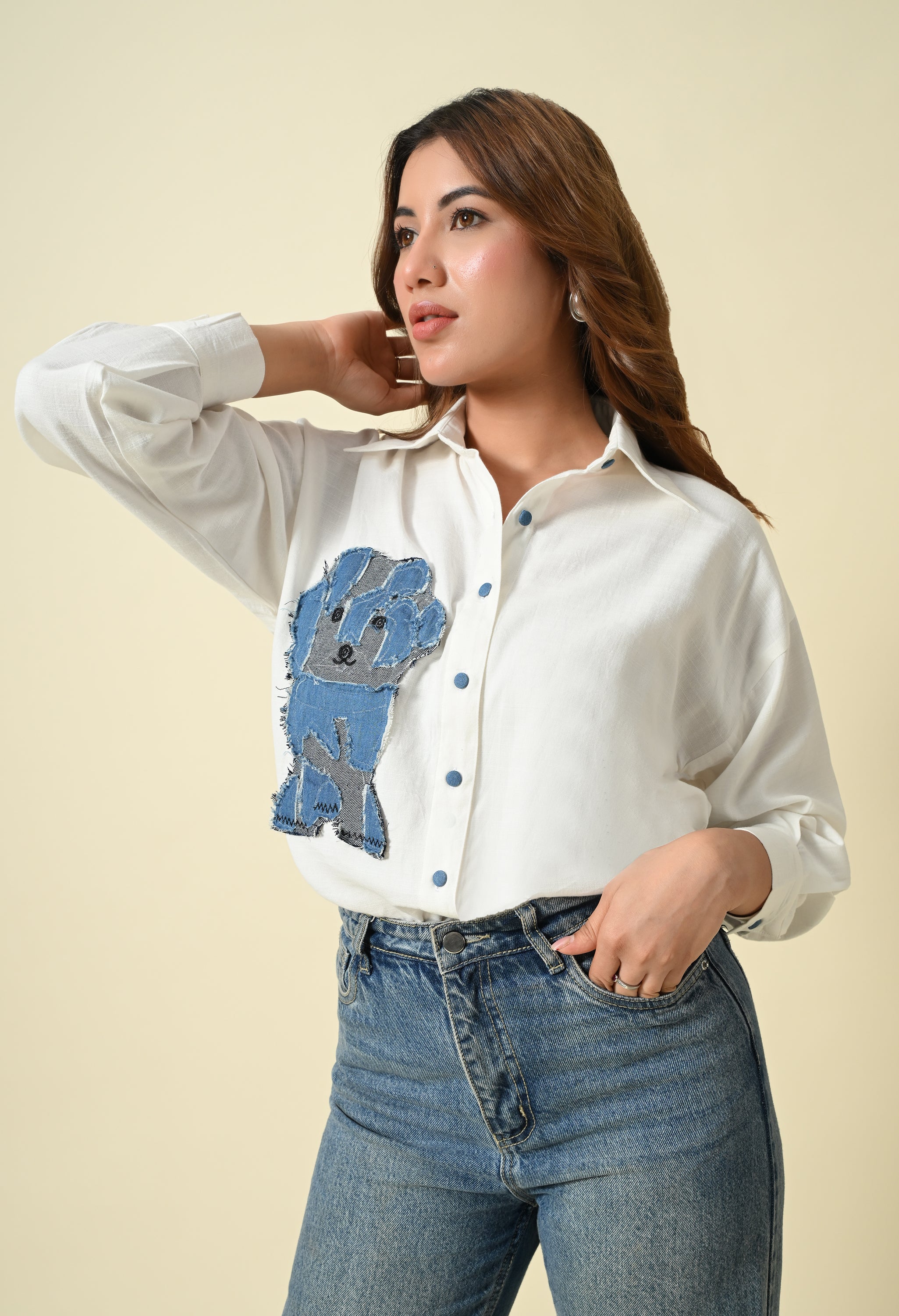 Denim Patch Puppy Shirt