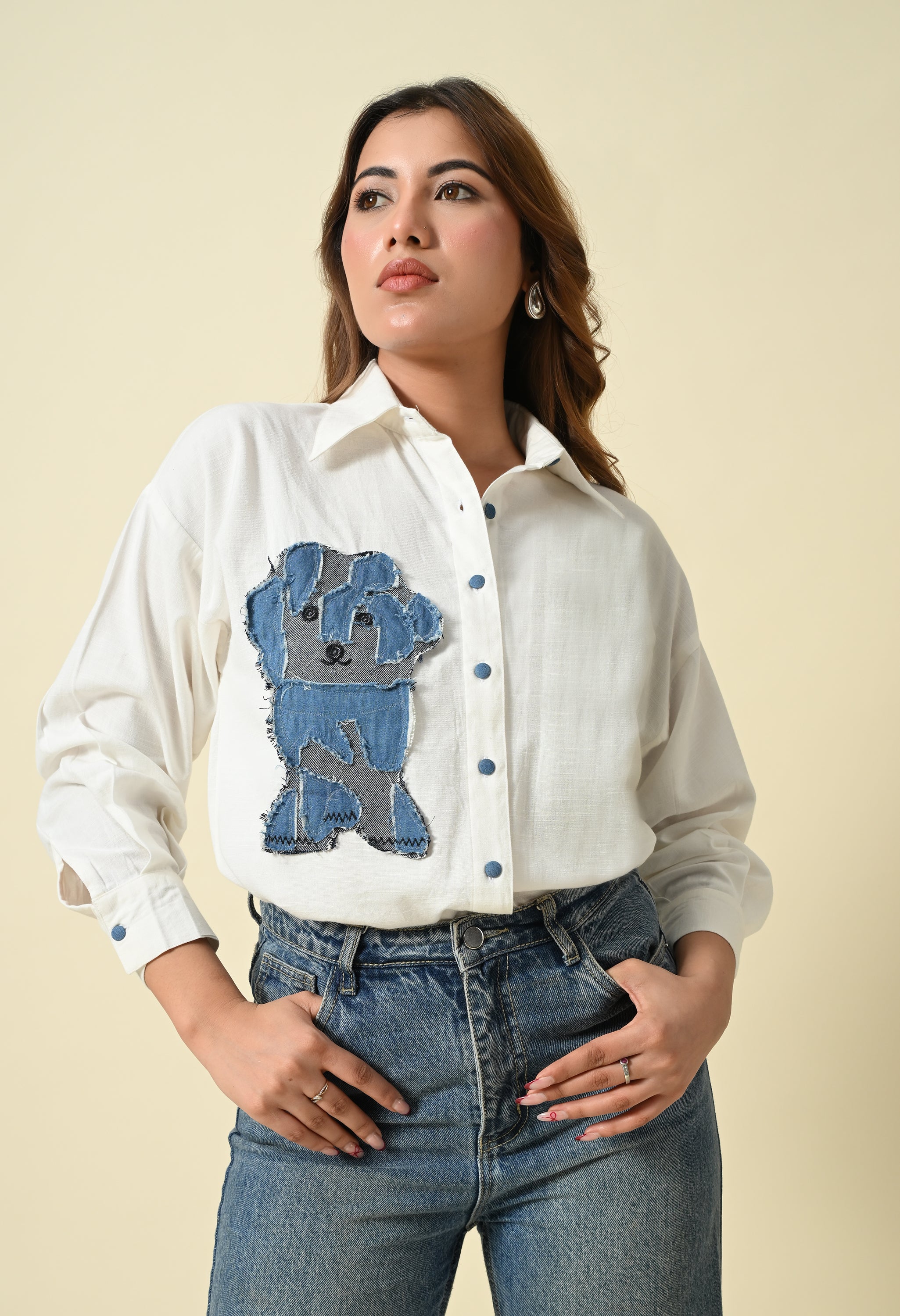 Denim Patch Puppy Shirt