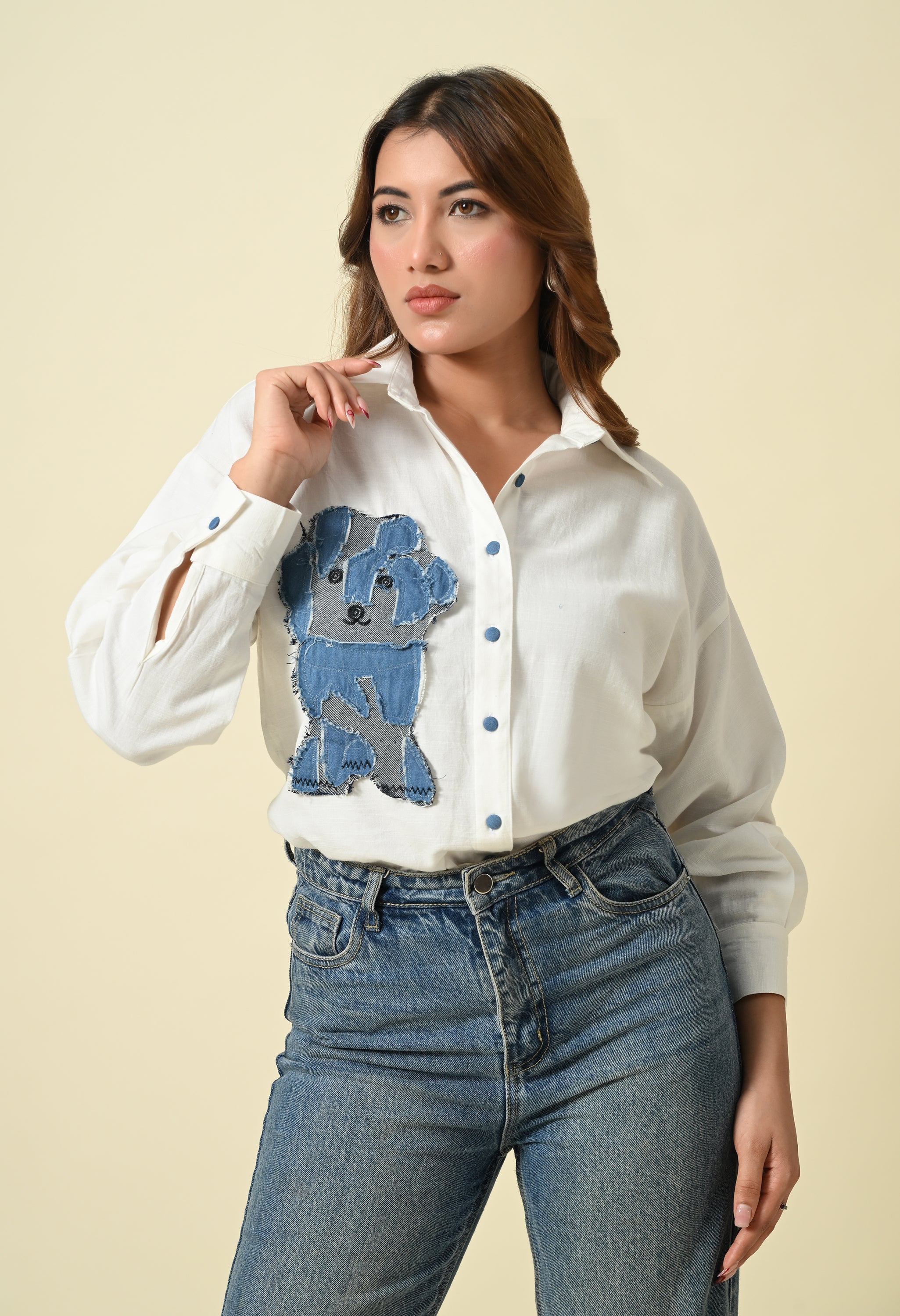 Denim Patch Puppy Shirt