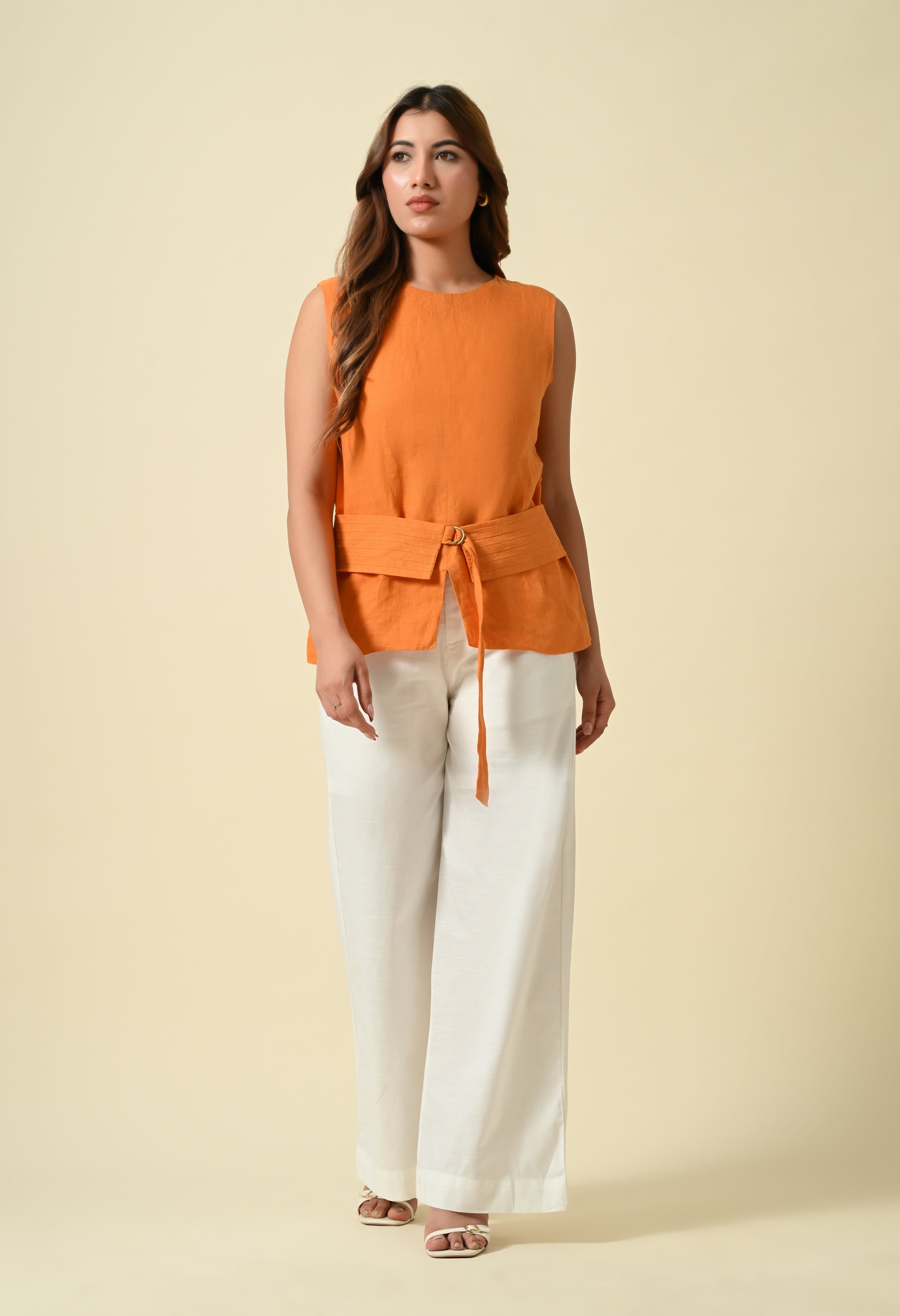Sunset Tie-Waist Linen Top