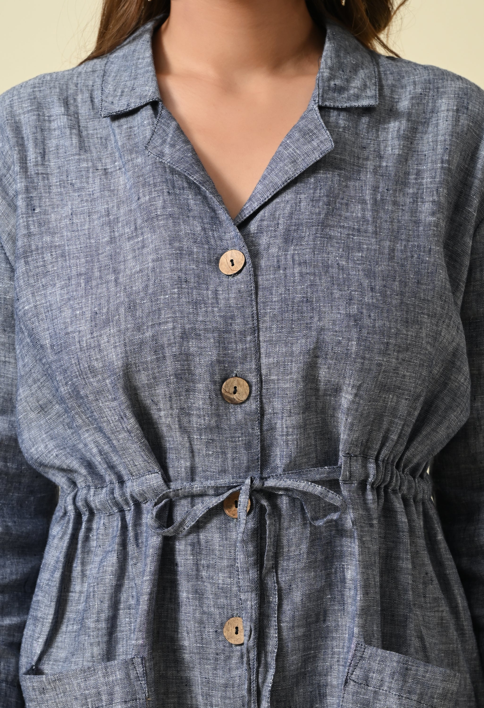 Slate Linen Shirt Dress