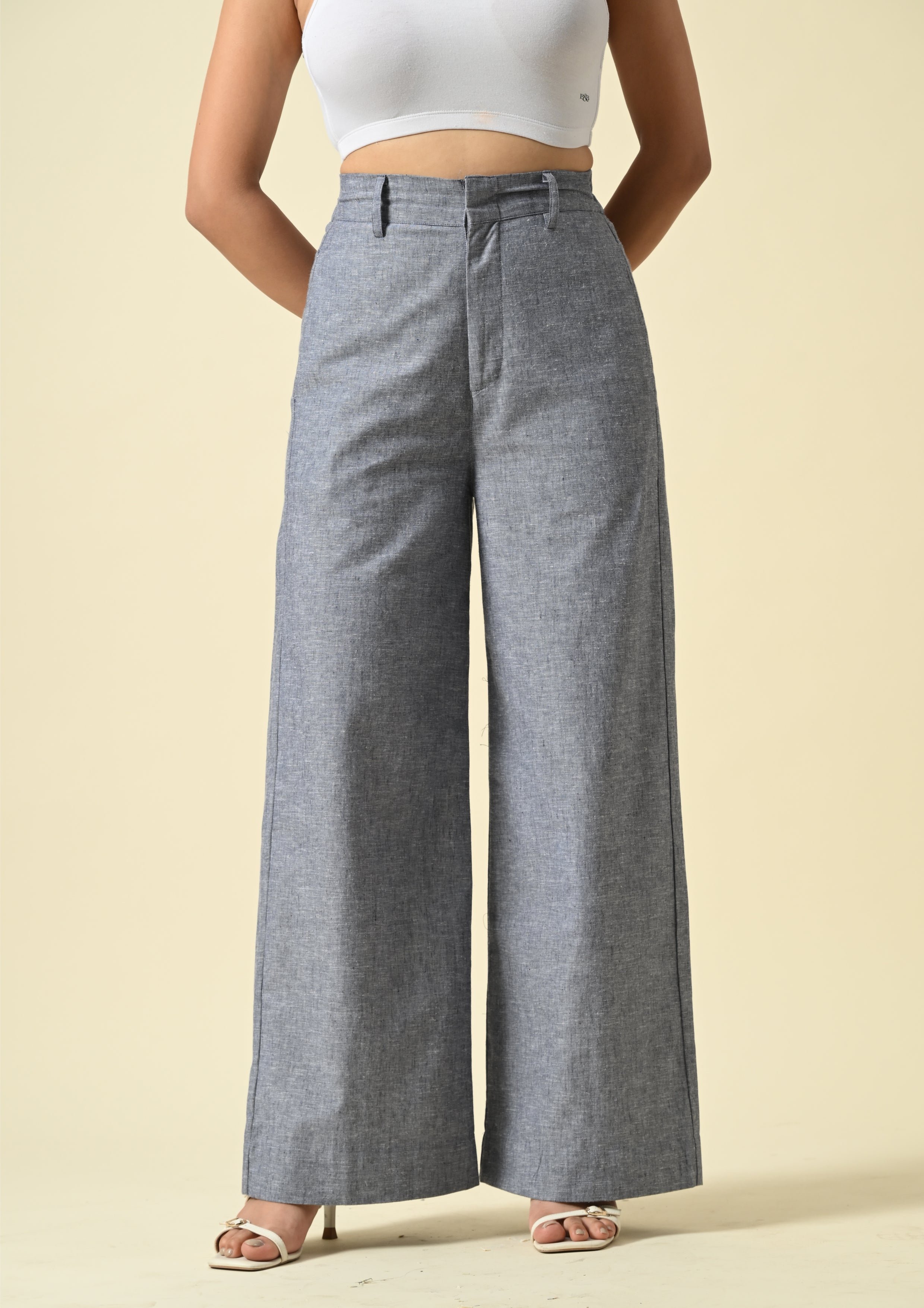 Slate Linen Wide-Leg Pants
