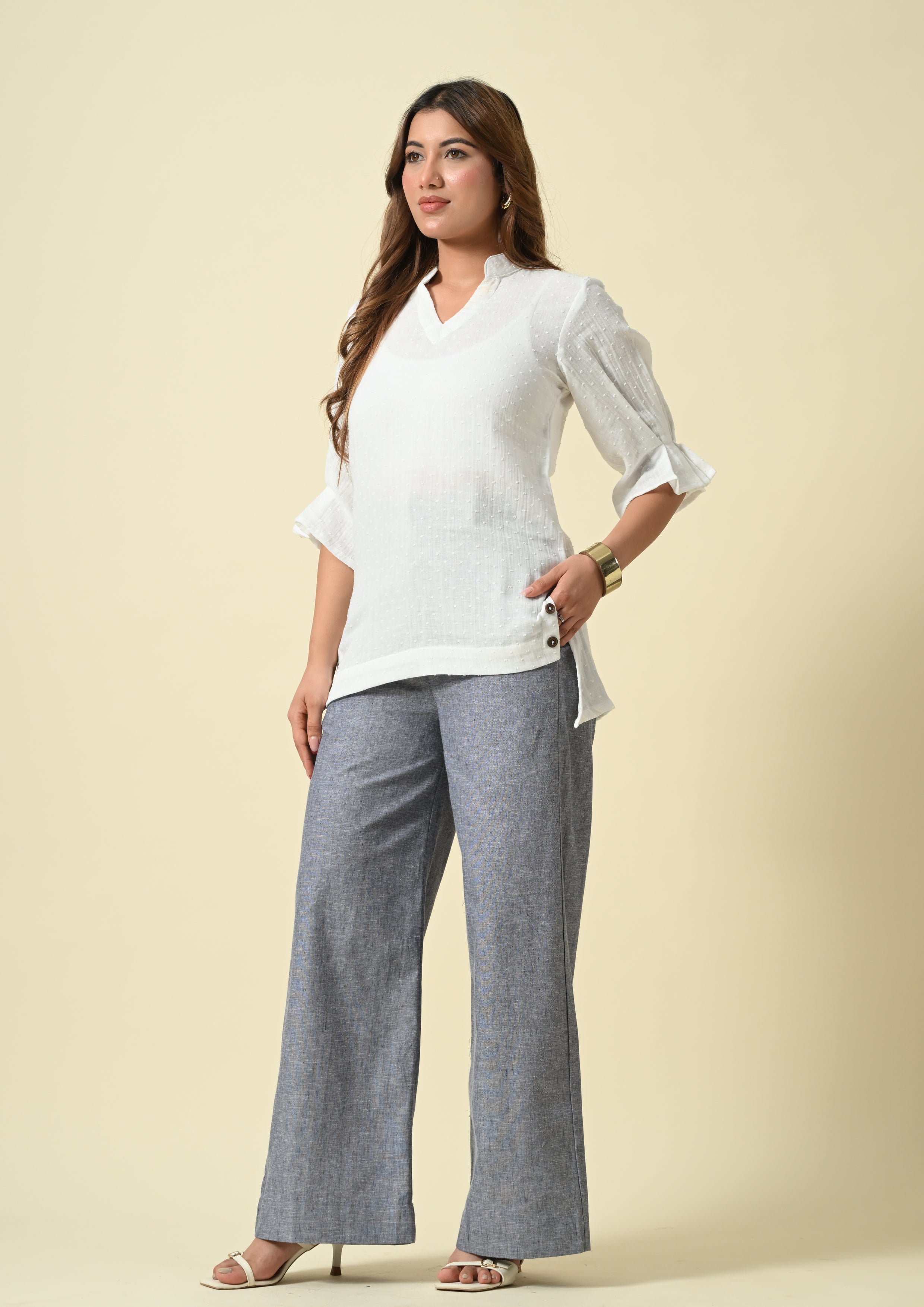 Slate Linen Wide-Leg Pants