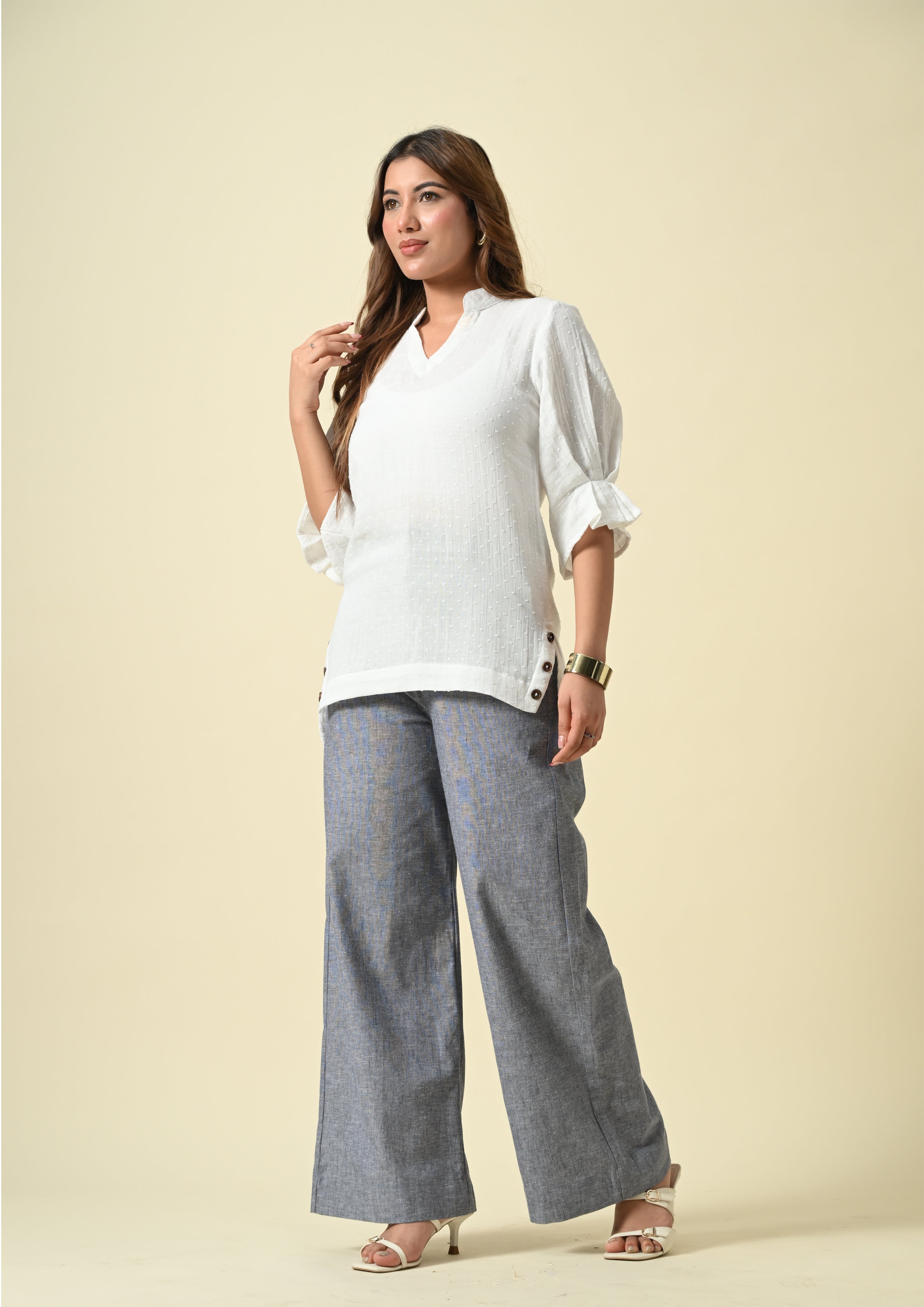 Slate Linen Wide-Leg Pants